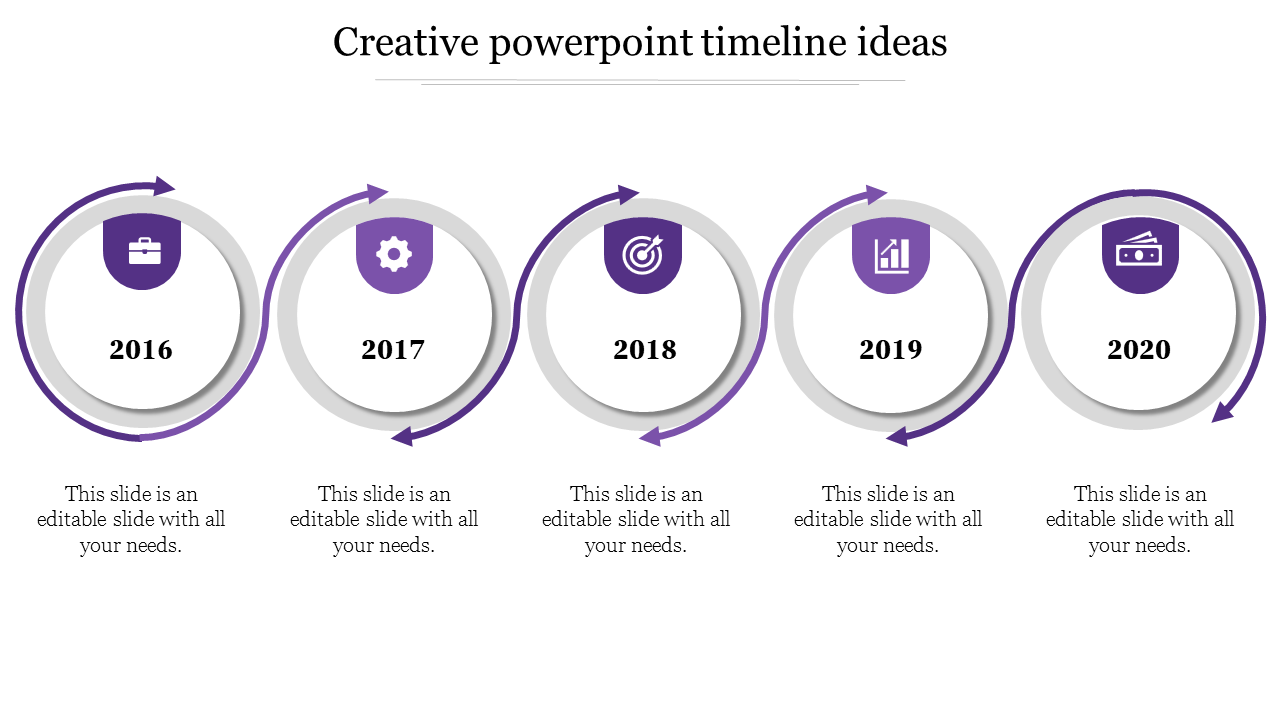 Free - Get Creative PowerPoint Timeline Ideas With Five Node
